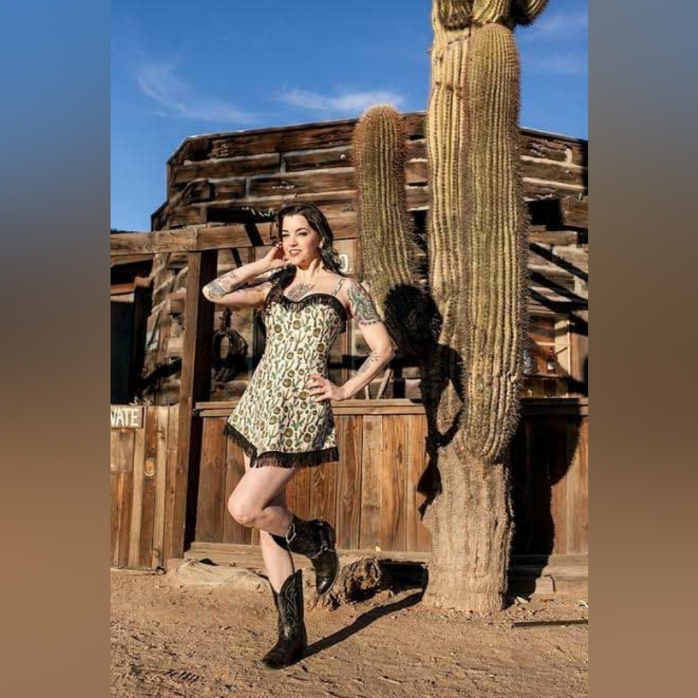 Cactus Print & Fringe Cowgirl Dress